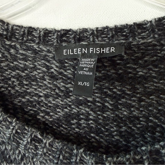 EILEEN FISHER Heathered Charcoal Luxe Cotton Cashmere Knit Sweater Relaxed XL - Picture 2 of 8